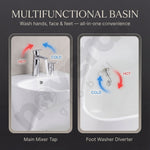 Noir Gold Wudu Basin with main mixer tap, black ceramic body and gold finish for smooth hot and cold water control