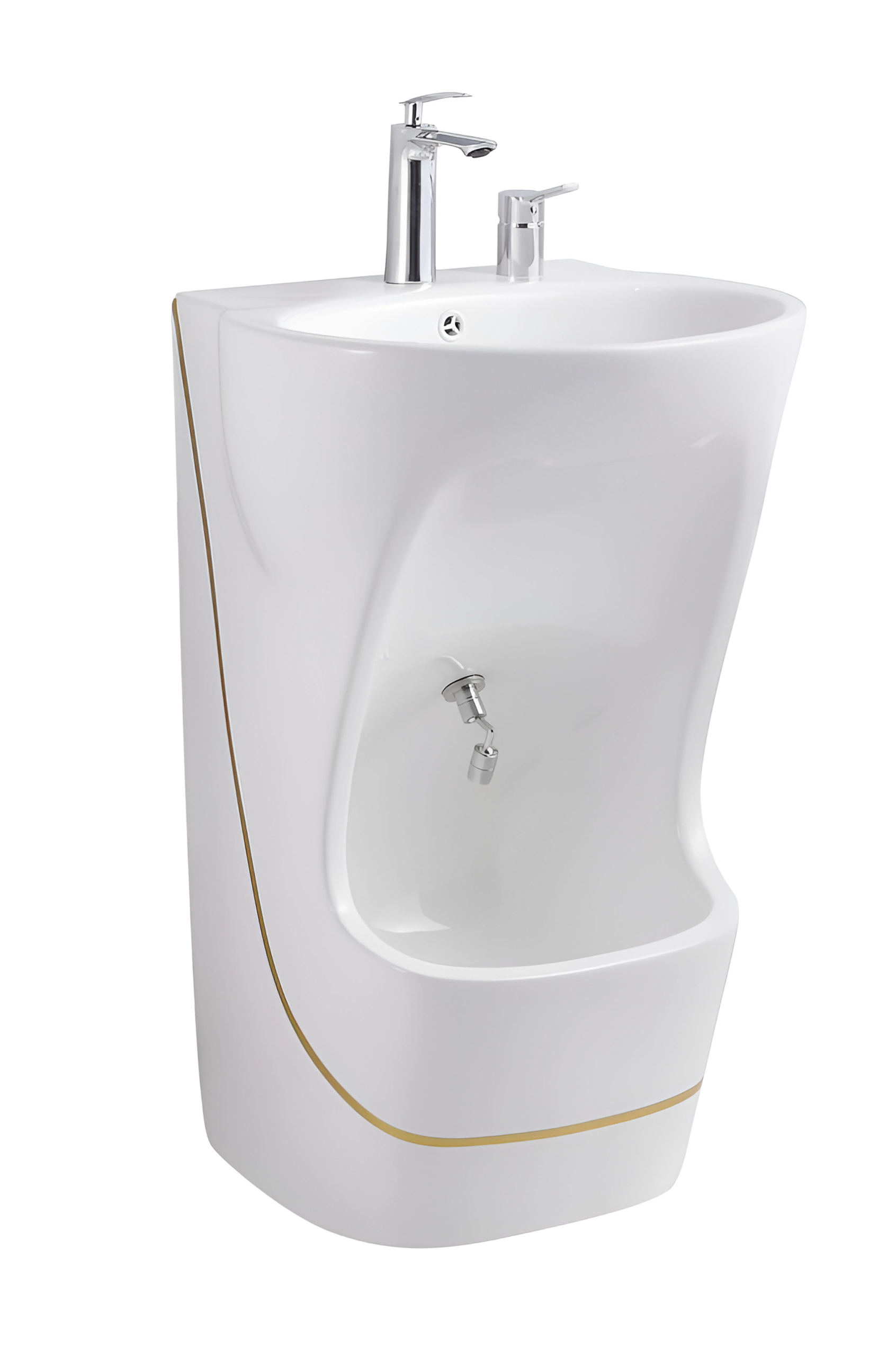 Wudu Basin accessories set – pure brass hand & foot faucets, mixer valve