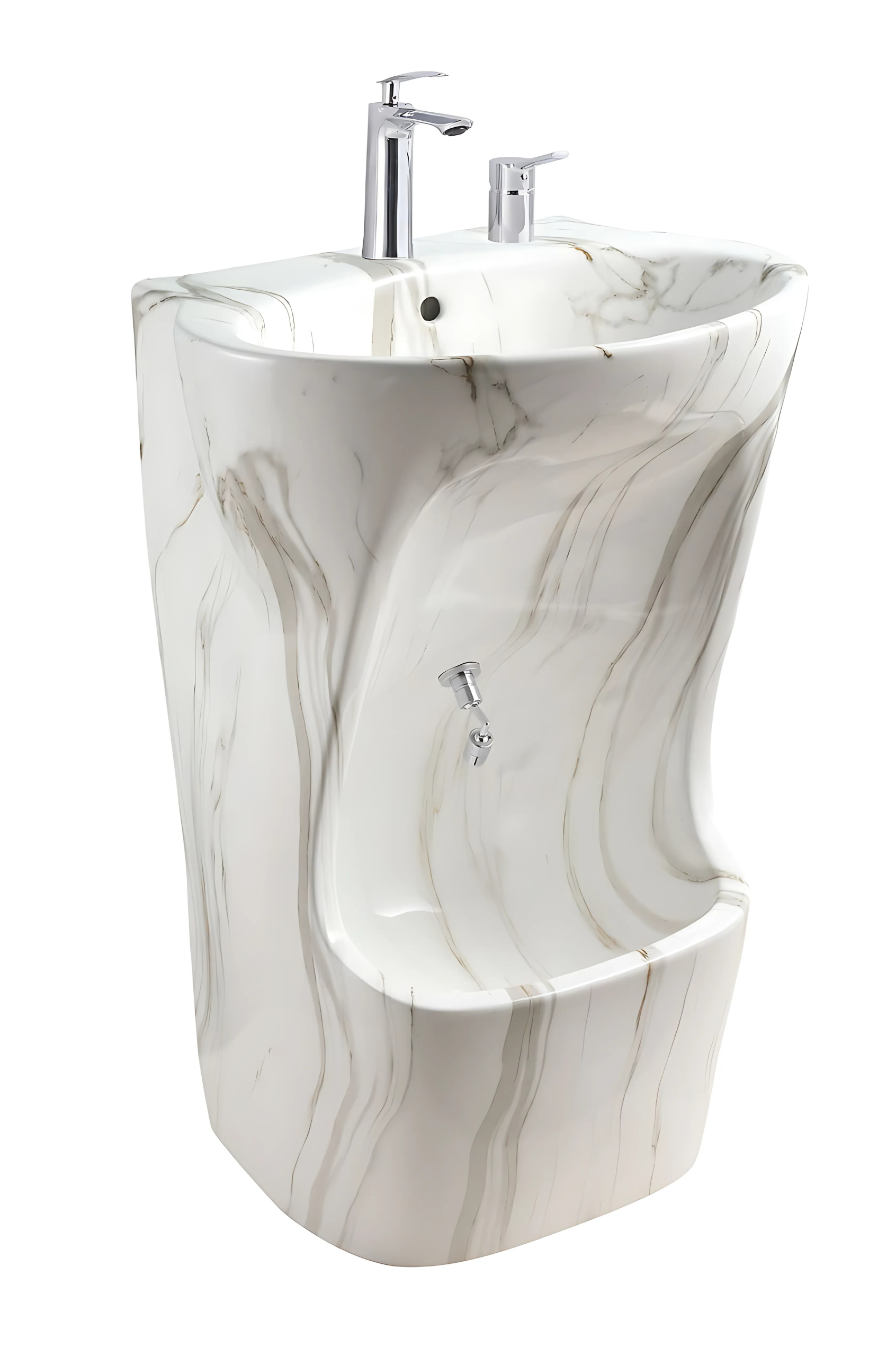 Wudu Basin accessories set – pure brass hand & foot faucets, mixer valve