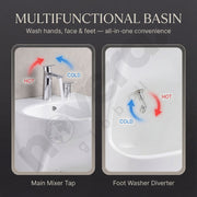 Noir Gold Wudu Basin with main mixer tap, black ceramic body and gold finish for smooth hot and cold water control
