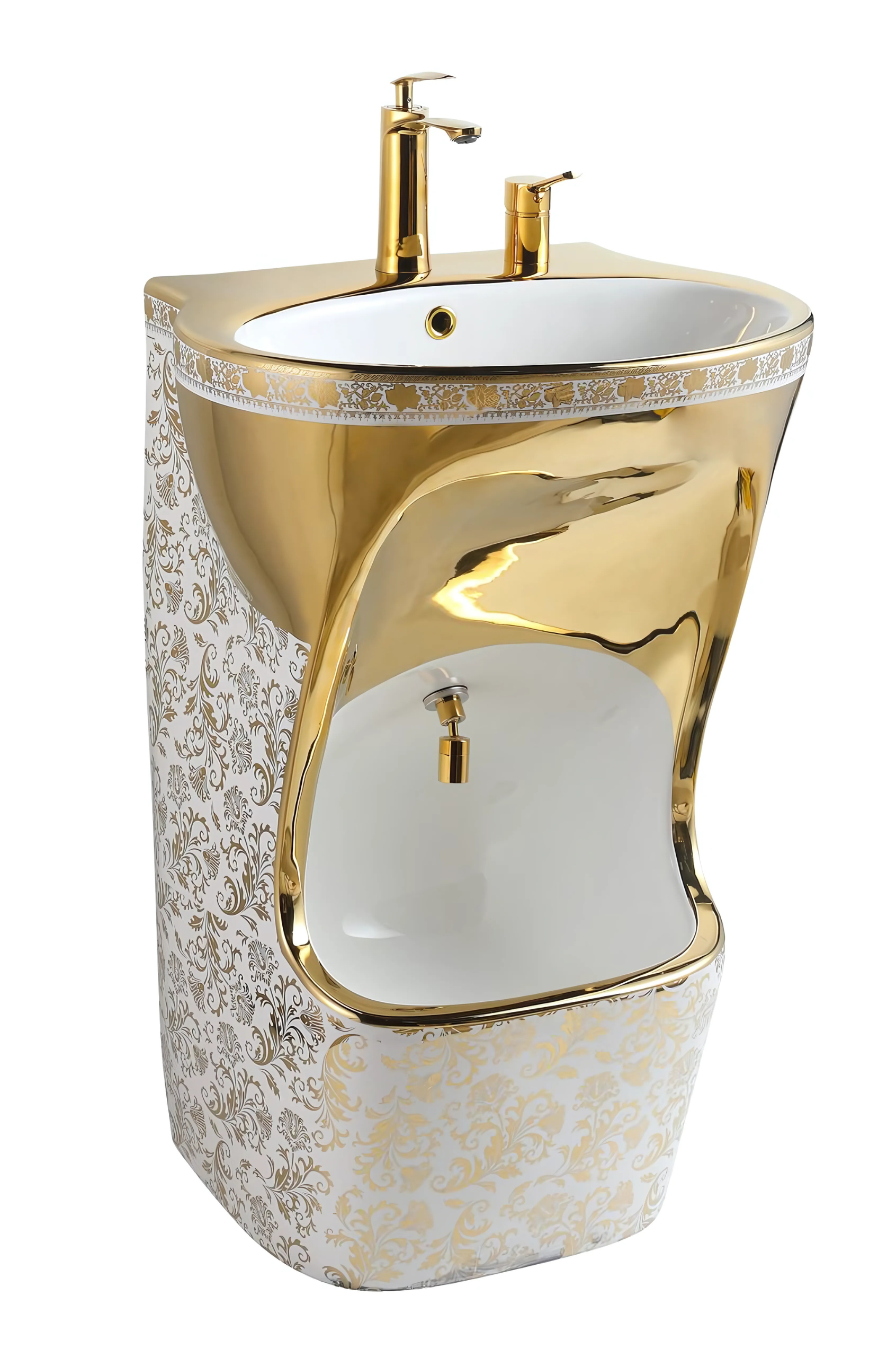 Wudu Basin accessories set – pure brass hand & foot faucets, mixer valve