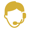 Icon of a person with a headset, typically used for customer service or support.