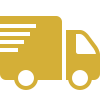 Gold-colored delivery truck icon on a white background