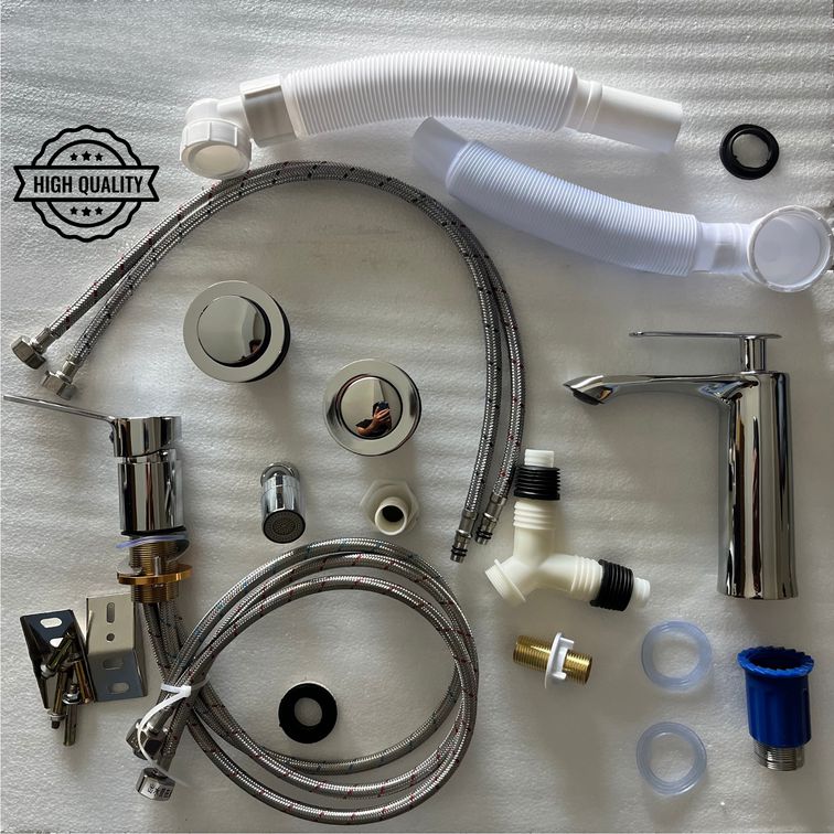 Wudu Basin accessories set – pure brass hand & foot faucets, mixer valve