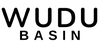 Black 'WUDU BASIN' logo on a white background